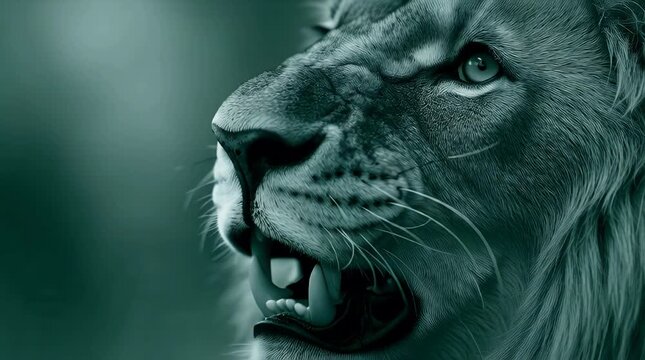 Majestic lion running in natural habitat with focused expression