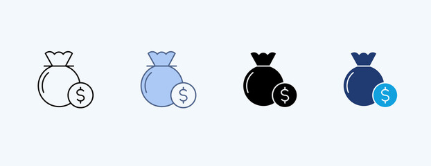 Money Bag Multiple Icon Illustration Vector