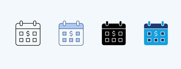 Monthly Budget Multiple Icon Illustration Vector