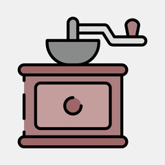 Icon coffee grinder. Coffee shop elements. Icon in filled line style.
