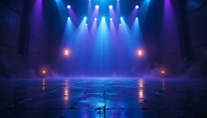 Theater stage illuminated by spotlights