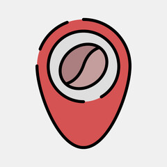 Icon coffee location. Coffee shop elements. Icon in filled line style.