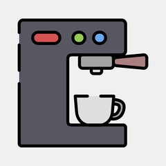 Icon coffee machine. Coffee shop elements. Icon in filled line style.