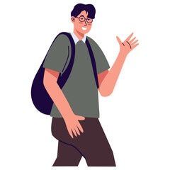 People Waving Character with Cartoon Design. Vector Illustration.
