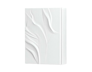 A textured, white rectangular form against a stark black background