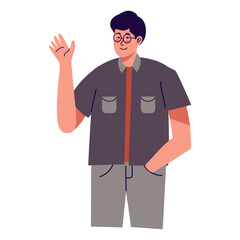 People Waving Character with Cartoon Design. Vector Illustration.