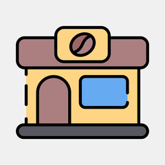 Icon coffee shop. Coffee shop elements. Icon in filled line style.