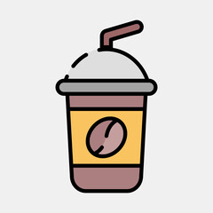 Icon ice coffee. Coffee shop elements. Icon in filled line style.