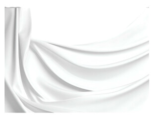 White fabric flowing down with folds and shadowed curves
