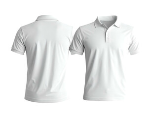 Two perspectives a plain white polo shirt, front and back views