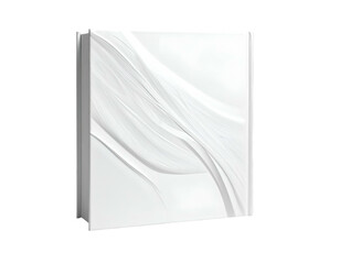 Square wall art featuring flowing, white, abstract, layered wave forms