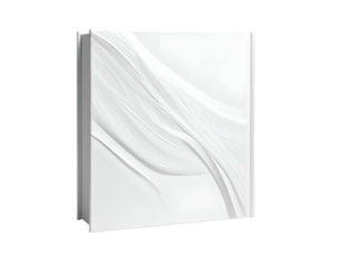 Square wall art featuring flowing, white, abstract, layered wave forms