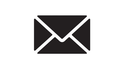 Envelope Icon in Simple Flat Design with Black Color on White Background for Digital Interface