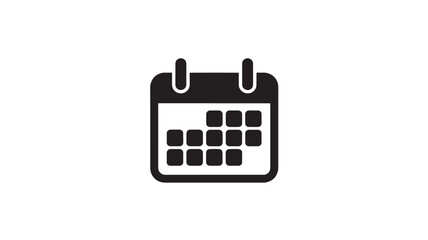 Calendar Icon in Simple Flat Design with Black Color on White Background for App Interface