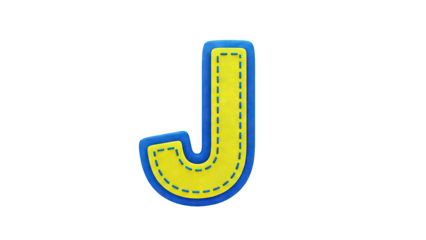 Yellow and Blue Letter J with Stitching