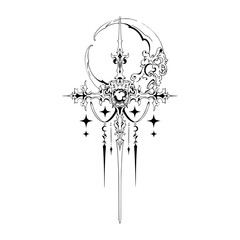 Gothic Neo Sigilism Tattoo Design Vector