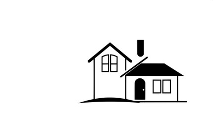 Fototapeta premium Vector house logo in monochrome black and white, featuring a clean and flat design composed of simple geometric shapes, including basic forms such as triangles, circles, and rectangles, all harmonious