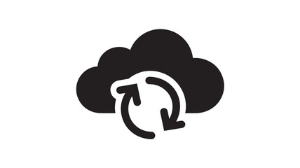 Cloud Sync Icon in Simple Flat Design with Black Color on White Background for App Interface
