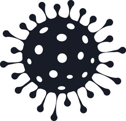 Black Virus Cell Icon or Microbe Bacteria Silhouette Isolated on White Background for Medical and Science Design