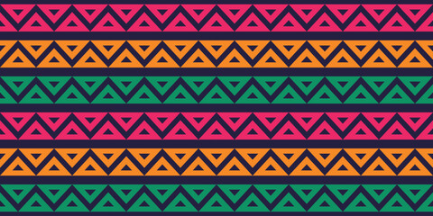 Mexican line seamless pattern. African ethnic motif border. Aztec triangular ornament line stripe. Mexican or African ethnic culture ornament. Vector illustration isolated on white background.