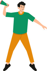 People Celebration New Year in Cartoon Design. Vector Character Illustration.