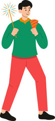 People Celebration New Year in Cartoon Design. Vector Character Illustration.