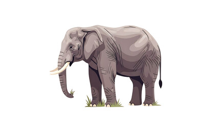 Obraz premium Majestic African Elephant Vector Illustration Standing Gracefully, Showcasing Detailed Features and Prominent Tusks for Wildlife and Nature Design Projects