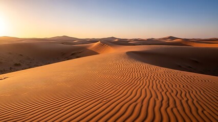 Majestic desert landscape with sand dunes at sunset gradient