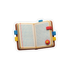 Open Grid Notebook With Colorful Tabs And Markers For Planning, Study, And Organization