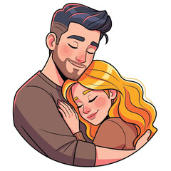 Couple embracing intimately isolated on white background