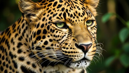 Obraz premium Close-up of a leopards face profile.