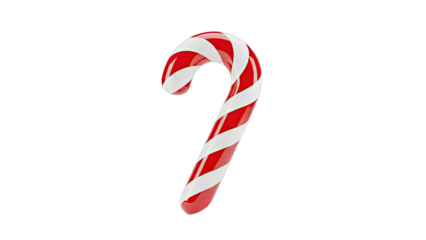Red and White Striped Candy Cane on White Background