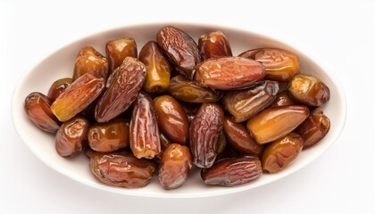 Obraz premium Dried dates in white bowl for healthy snack