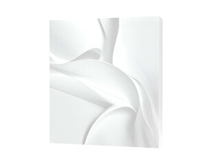 Soft, flowing, white fabric-like shapes swirling against a light background