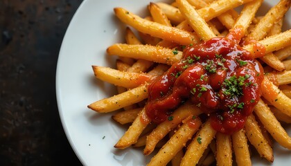 french fries with ketchup