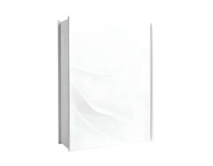 Isolated white hardcover book on black background, slightly angled