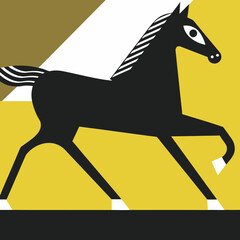 Stylized black horse in motion
