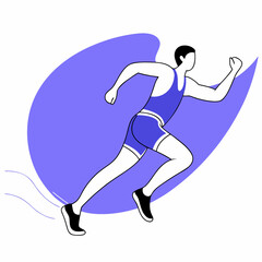 Man running with blue background