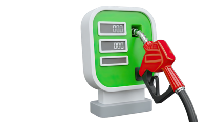 3D Render of a Green Gas Pump with Red Fuel Nozzle
