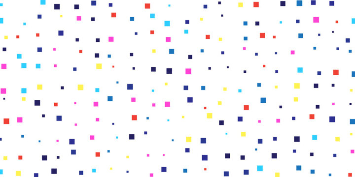 Colorful scattered pixel art pattern with vibrant squares on Transparent background PNG