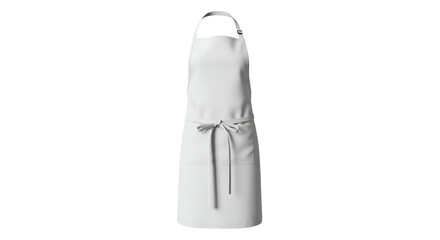 A white apron, with neck loop and waist ties, isolated on black
