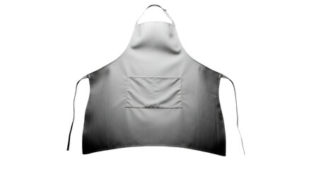 Plain white apron with pocket and ties, against a stark black backdrop