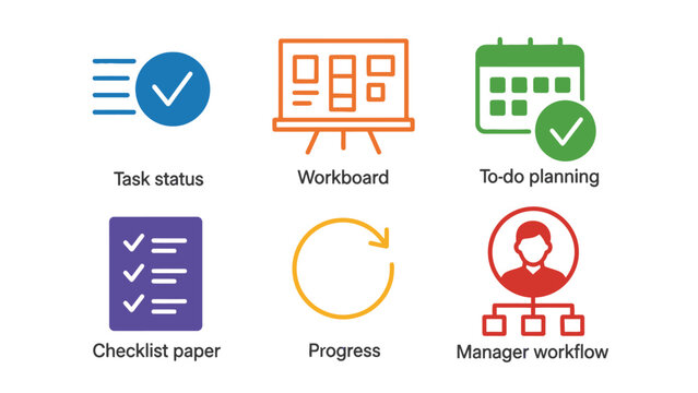 Business productivity icons for task management and workflow