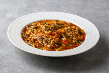 Traditional Turkish cuisine purslane dish (Turkish name; semizotu yemegi)