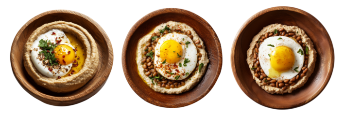 Ful Medames Middle Eastern fava beans stew isolated on white background, concept of healthy breakfast