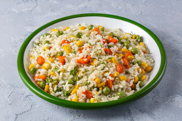 Turkish cuisine; vegetable pilaf is also known as spring pilaf. Turkish name; Sebzeli pilav ya da bahar pilavi