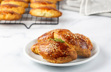 Turkish cuisine; Handmade Cheese Pastry (Turkish name; peynirli pogaca)