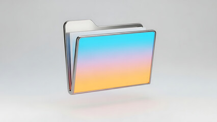 Modern 3D Digital File Folder with Vibrant Gradient on White