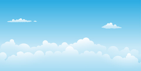 A clear blue cloudy sky cartoon background with soft white clouds.