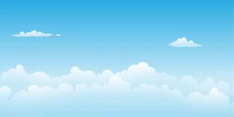 Glasschilderij Kinderkamer A clear blue cloudy sky cartoon background with soft white clouds.  © Christos Georghiou